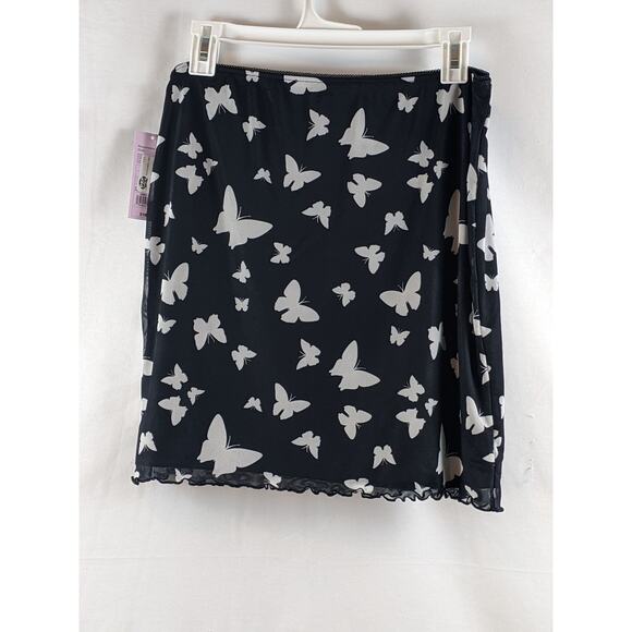 Wild Fable Mini Butterfly‎ Skirt Mesh Black Print S Slim Fit Fun Short Stretchy - Picture 2 of 7